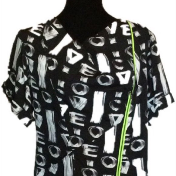 Rachael Roy Faux Wrap Diagonal  Zipper Dress - Picture 2 of 7